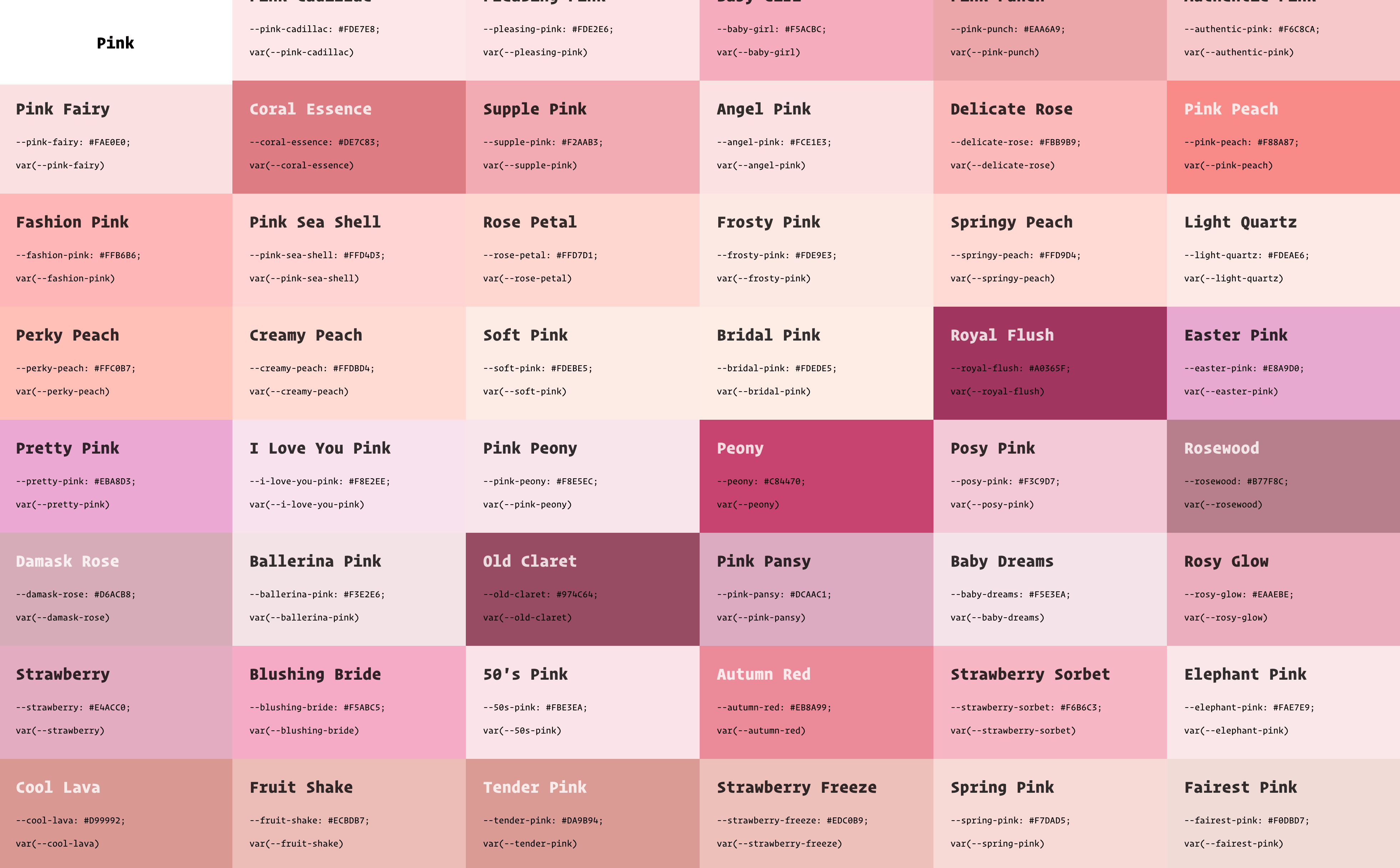Benjamin Moore Paint Colours as CSS Variables